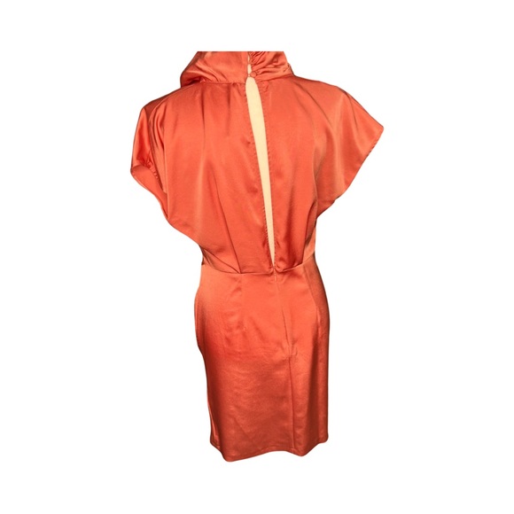 COPY - (NWT) Anthropologie Ruched Asymmetrical Mini Dress Coral Size 6 - Picture 8 of 15